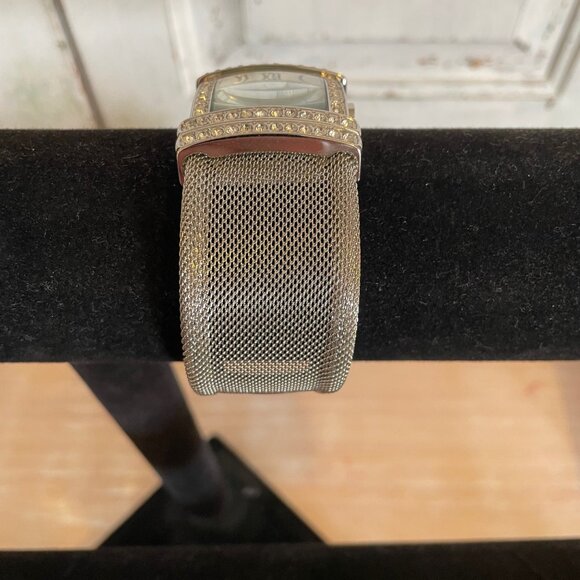 Vintage Susan Lucci Rhinestone Mesh Cuff Bracelet Watch/Analog - Picture 3 of 12